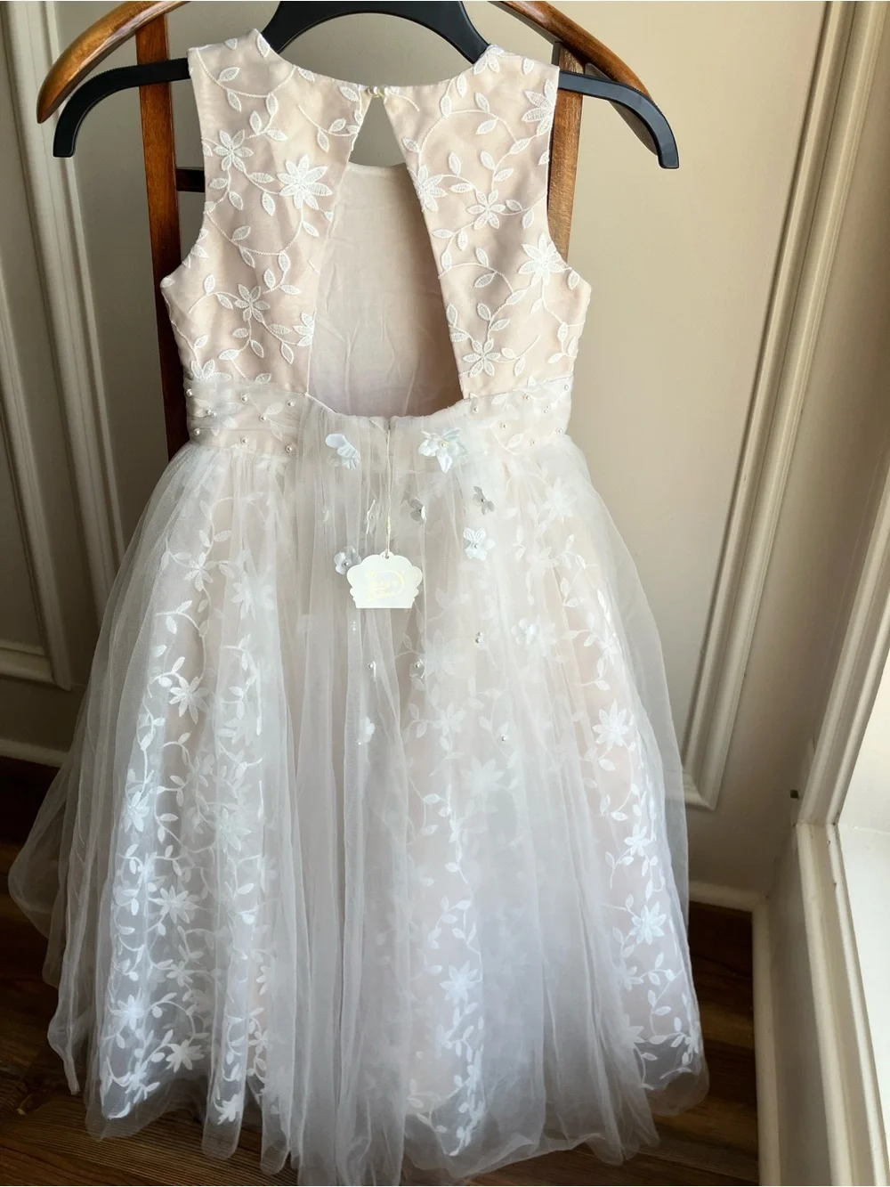 Princess Daliana Girls Ivory Floral Tulle Party Dress
